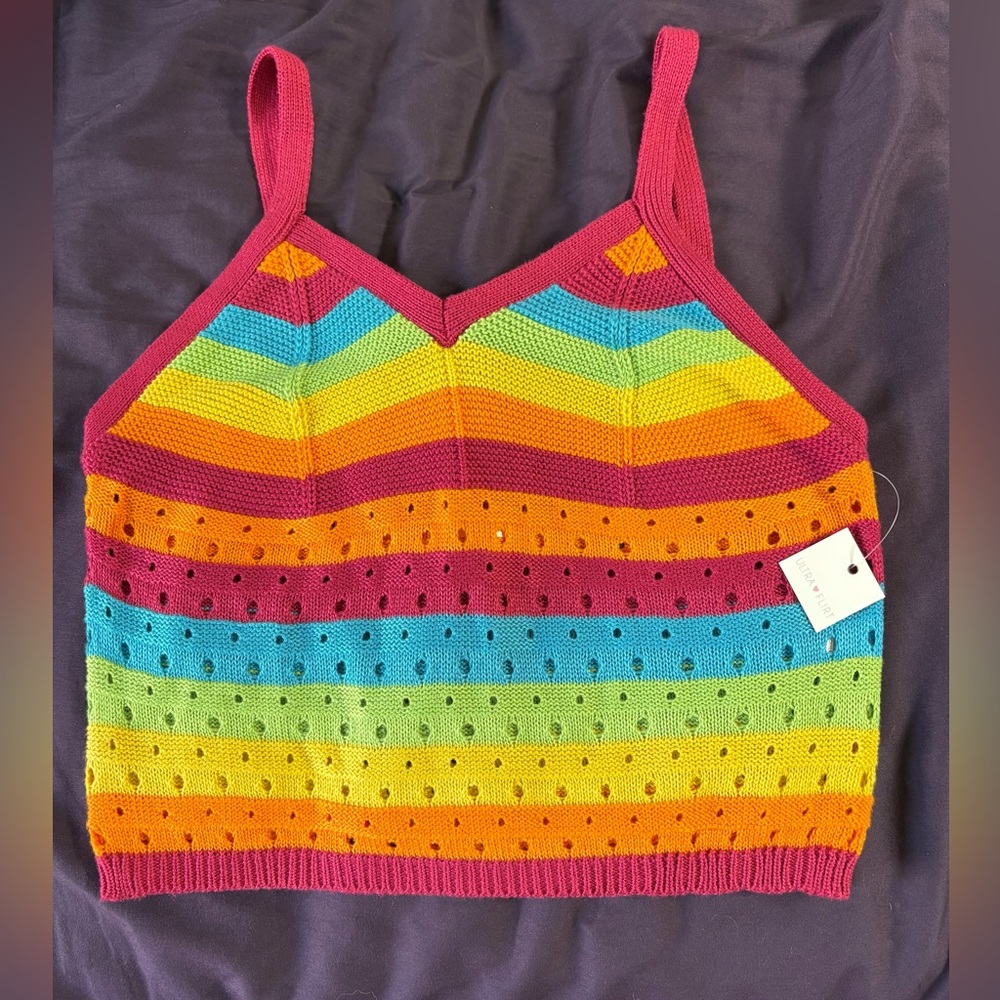 Rainbow Striped Knit Top